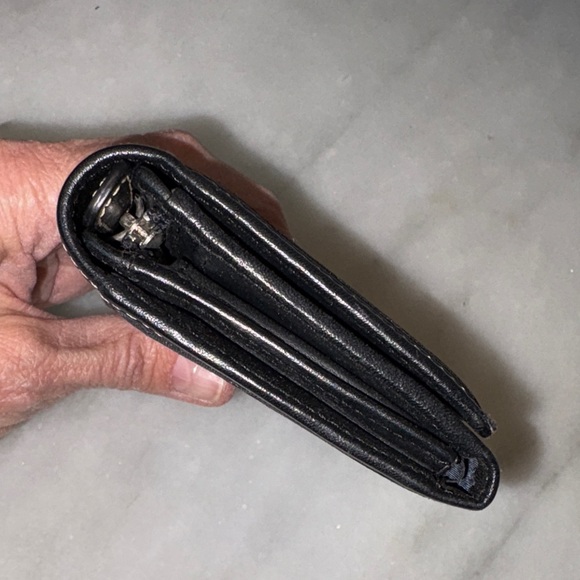 Coach Wallet Black Jacquard Signature Stripe Compact Sized Tri-Fold - Picture 3 of 11